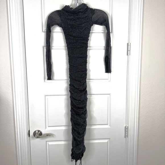 JONATHAN SIMKHAI STANDARD Alyssa Shimmer Tulle Dress NEW Size S Black Metallic - Picture 2 of 16